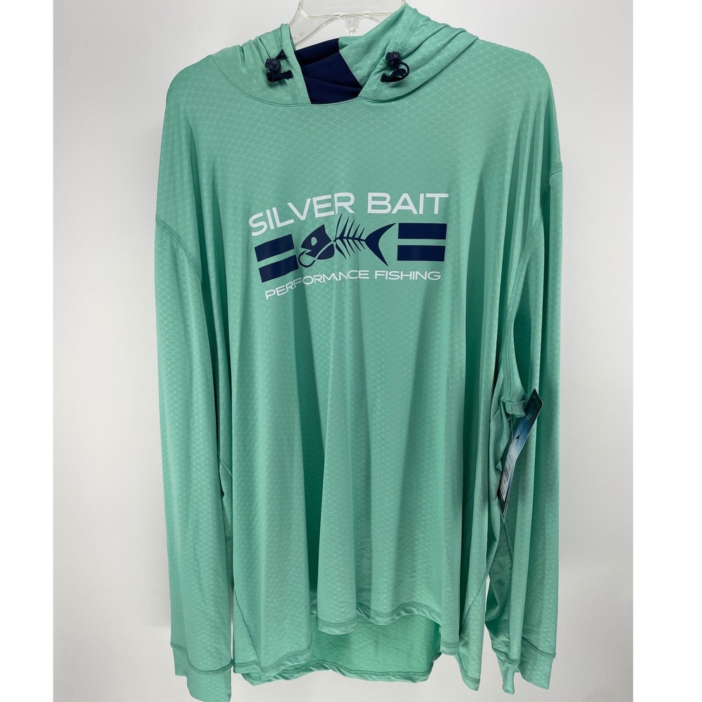 Silver Bait Performance Fishing Hoodie Mens 3XL Green NEW UPF 50+ Wicking Mesh